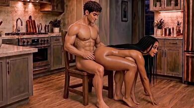 Wrong Package Right Neighbor Destroyed by Dildo Delivery Ebony Interracial Kitchen Sex