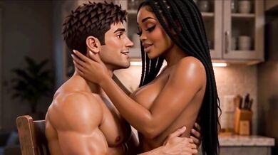 Wrong Package Right Neighbor Destroyed by Dildo Delivery Ebony Interracial Kitchen Sex