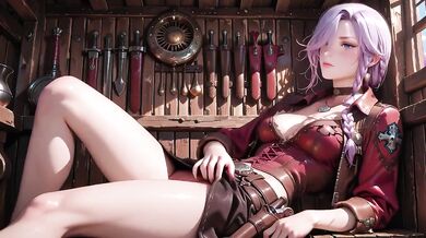 Purple-Haired Cowgirl Destroyed By Gushing Orgasm In Desert Sunset With Rifle