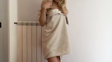 Blonde Office Bodycon Dress Slow Strip Tease Gushing