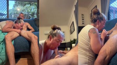 Mature British amateur MILF couple morning blowjob deepthroat facial cumshot choked gushing cock sucking before hubby off to work