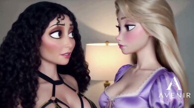 Rapunzel and Gothel Destroyed in Ai Cartoon Lesbian Scene