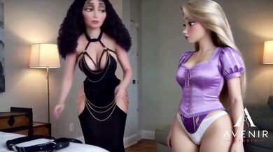Rapunzel and Gothel Destroyed in Ai Cartoon Lesbian Scene