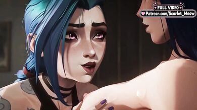 Jinx and Caitlyn Kiramman Lesbian Game Destroyed Gushing Choked Strap Shaved Pussy Small Tits Hot Lesbian Kissing First Time