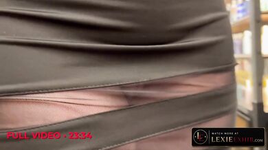 No Panties Public Pussy Flash Mesh Skirt Mall Peekaboo Destroyed