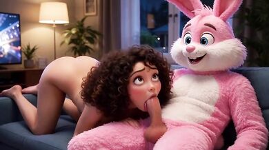 She wanted her teddy bear to satisfy her like a real man animated cartoon
