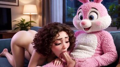 She wanted her teddy bear to satisfy her like a real man animated cartoon