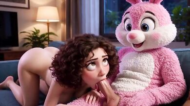 She wanted her teddy bear to satisfy her like a real man animated cartoon