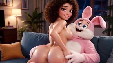 She wanted her teddy bear to satisfy her like a real man animated cartoon