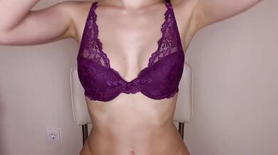 Brunette verified amateur destroyed gushing hot lingerie try on haul HD solo female