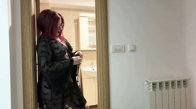 Goth Step Sis Takes Big Ass Hits Like A Succubus Riding Tattooed Redhead