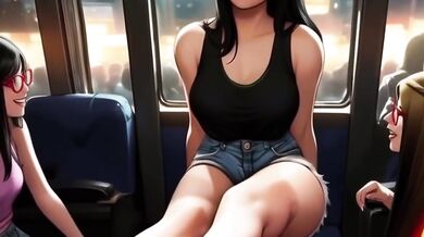 Japanese Train Hentai Destroyed by Footjob Feet Licking Cum on Feet