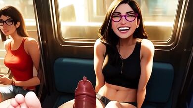 Pretty Girl On The Train Asks For A Footrub And It Leads To Gushing Cum Dripping Footjob Destruction