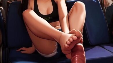 Pretty Girl On The Train Asks For A Footrub And It Leads To Gushing Cum Dripping Footjob Destruction