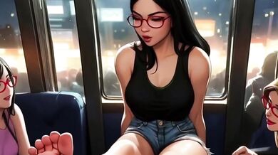 Lin's Friends Join In On Pleasing Your Cock On The Train