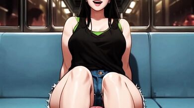 Anime Feet Destroyed Gushing Cum On Train Public Footjob
