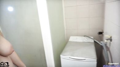 Laundry Room Sex Ends With Shower Creampie Gushing Pregnant Amateur Italian