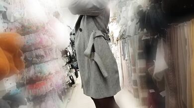 Public Flashing Caught Exhibitionist Micro Dress No Panties Commando Thigh High Socks Milkyl Undercoat Stockings