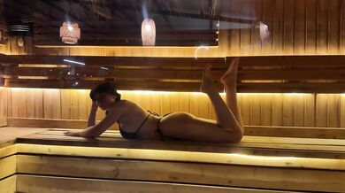 Hot Sauna Session in Bikini Sweat and Steam Destroyed Gushing Choked HD Porn Solo Female Verified Amateurs