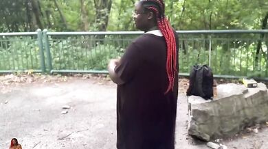 Ebony BBW Destroyed Gushing Choked by Random BBC on Trailway
