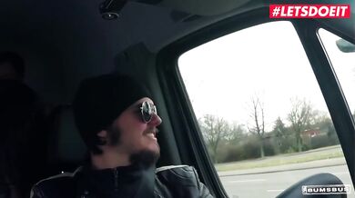 BUMSBUS Brunette Destroyed By Stranger In Car For Cash Choking On Cum Gushing