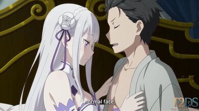 Emilia Comforts Subaru After a Bad Dream Then Asks Him to Stay So He Gets Destroyed Gushing Choked by Creamy Handjobs and Kissing