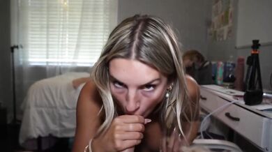 My College Roommate Walked in on Me Sucking Her Boyfriends Cock and I Did Not Stop Until He Came on My Face