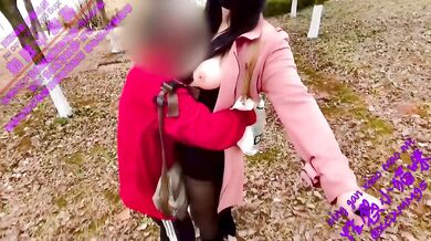 Amateur Asian MILF Masturbates Publicly and Lures a Homeless Old Man
