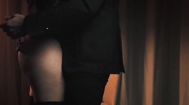 Sensual Wife in Black Bodysuit and Stockings Ties Husband to Chair with Red Tie Tortures Nipples and Balls Before Riding Har