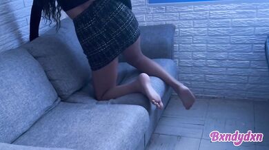 Gushing Latina In Miniskirt Shows Her Big Ass On Camera