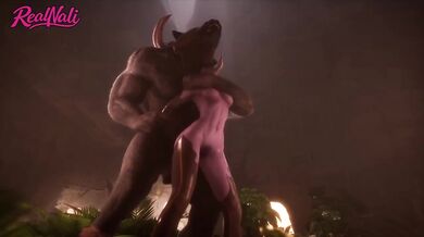 Elf Girl Destroyed by Two Minotaurs Rough Monster Cock Threesome Furry Animation