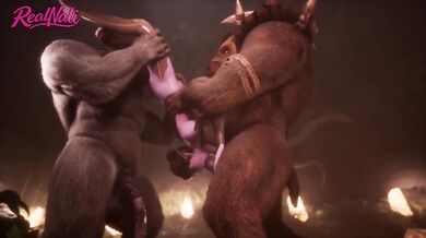 Elf Girl Destroyed by Two Minotaurs Rough Monster Cock Threesome Furry Animation