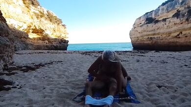 Blonde Big Tits Oral Sex on Private Beach With Gross Penis Female Orgasm