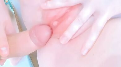 Thick semen dripping down my open pussy with cameltoe in HD exclusive amateur