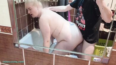 Horny Husband Turns Wife Shower Into Hot Sex Mutual Masturbation and Massive Cumshot