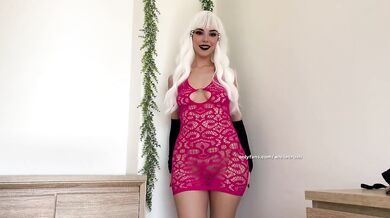 Teasing You Trying On Tight Mini Fishnet Dress