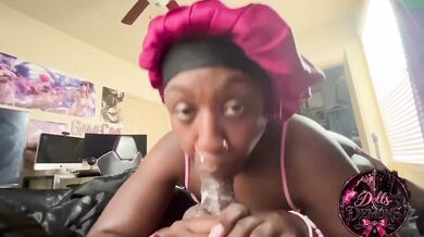 Ebony Amateur Destroyed By Big Black Dick Sloppy Blowjob Cumshot