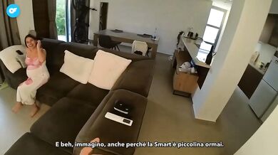 Pregnant Ex Alone At Home Cheating Wife In Low Cut Sundress Showing Cleavage Big Tits Italian POV Housewife