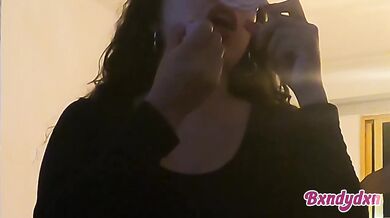 Beautiful Latina With Big Ass Destroyed Gushing In Stockings Applying Lipstick