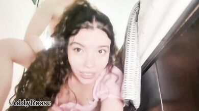 Cuban step sis stuck under bed gushing cum in mouth POV blowjob