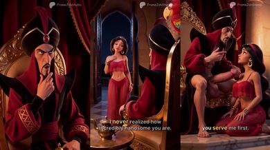 Jasmine And Jafar Aladdin Parody 3D Animation Chained Wrist Handjob Blowjob Huge Dick Destroyed Gushing