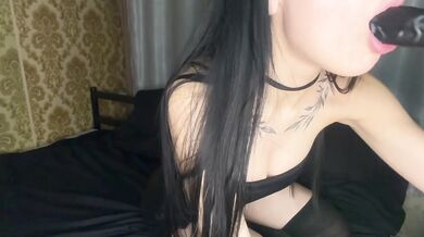 Brunette in leather skirt destroys black cock solo girl masturbating female orgasm beautiful girl