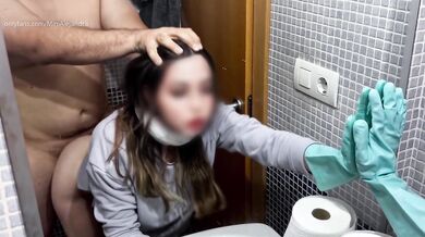 Stepdad fucks me in the bathroom while I was cleaning