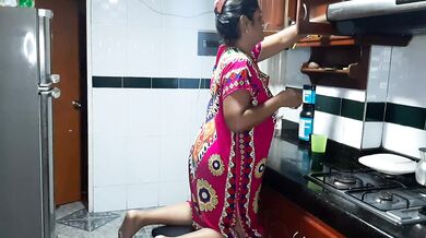 Tasting my stepmother's rich pussy in the kitchen
