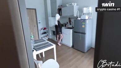"You already FUCKED me in the kitchen, stepson? No ! But, okay, let's do it while I'm cook breakfast