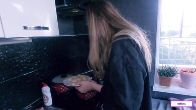Stepmom pretends not to notice stepson's harassment but in the end lets fuck pussy and cum inside