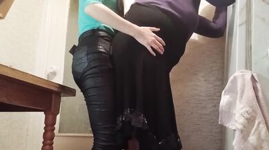 My Hetero Roommate Shattered Her Illusion After I Choked Her With My Strap On In The Hot Kitchen