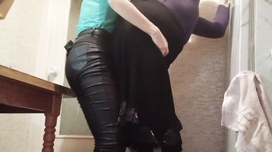 My Hetero Roommate Shattered Her Illusion After I Choked Her With My Strap On In The Hot Kitchen