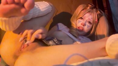 Cute Petite Clown Girl Begwnia Having Fun Masturbating