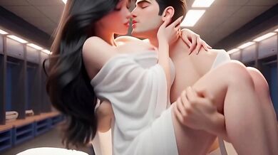 Cartoon Football Girl Destroyed in Locker Room with Big Tits